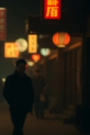 《白鹭洲往事》雨夜石板路与旧式路灯的画面